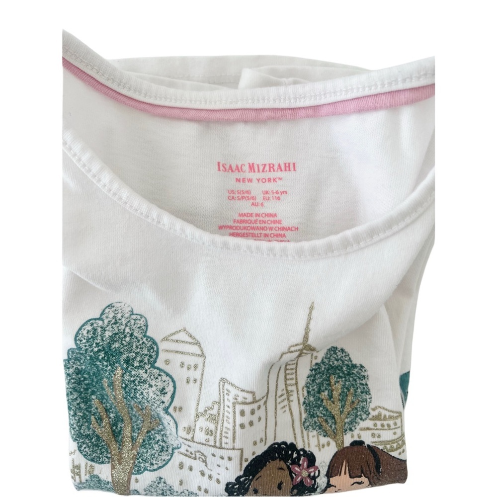 Isaac Mizrahi Kids' White Long Sleeve Tee with City Girls Graphic | Girl S (5/6) - Picture 8 of 9